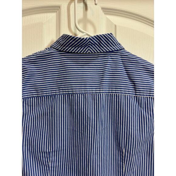 LL Bean Women XS Blue White Stripe Long Sleeve Button Down Preppy Professional - Picture 7 of 8